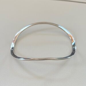 Sterling Silver Open Oval Hammered Bangle Bracelet